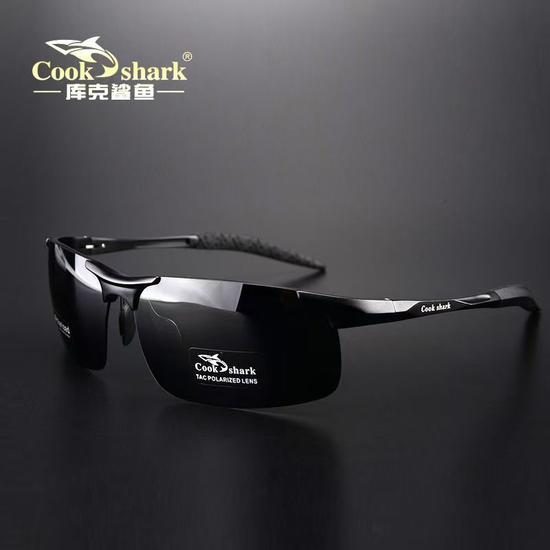 Cook Shark Color Changing Sunglasses Fishing Outdoor Men Polarized Day and Night Sunglasses Driving Glasses - Black (daily use)