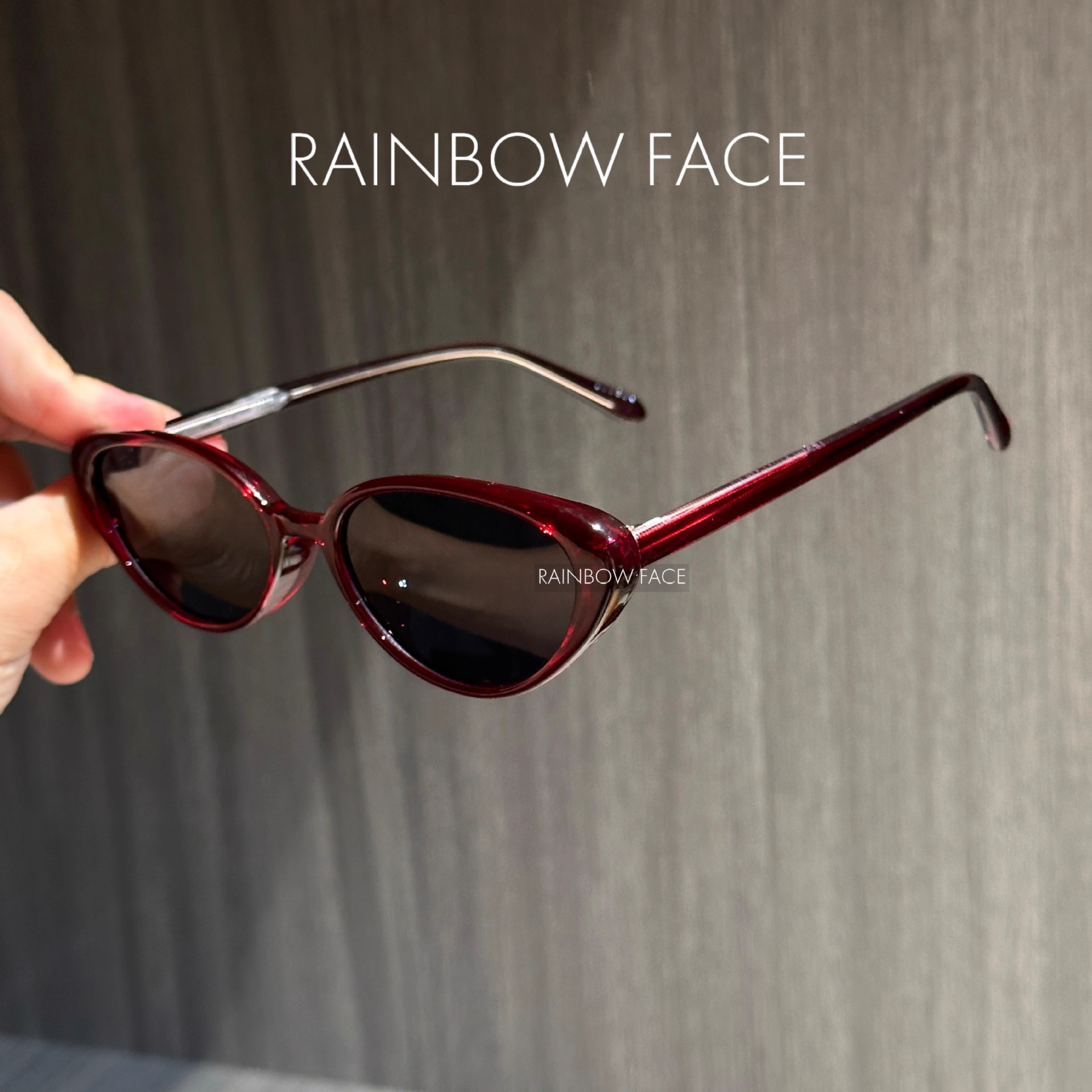 近视墨镜眼镜配度数猫眼辣妹墨镜女超轻防紫外线大脸显瘦太阳镜轻 - 宝石红灰片