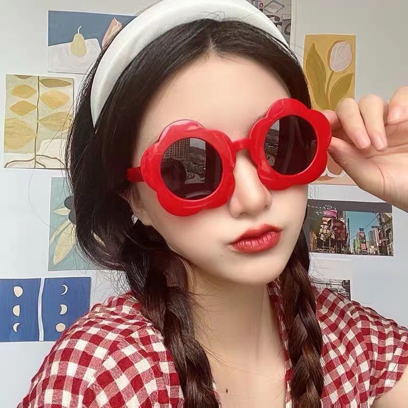 Wedding photography glasses, funny little flower sunglasses, cute sand sculpture party sunglasses, sunflower decoration glasses, factory direct sales - C1 Red