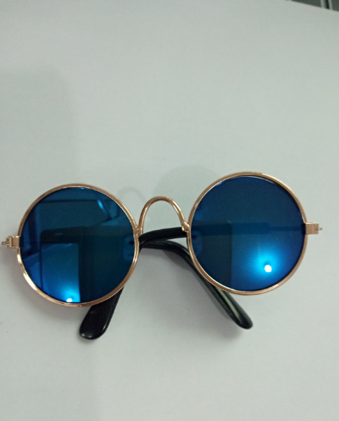 宠物眼镜猫咪墨镜宠用防紫外线眼镜潮流酷配饰防护眼镜 - 金框/蓝水银