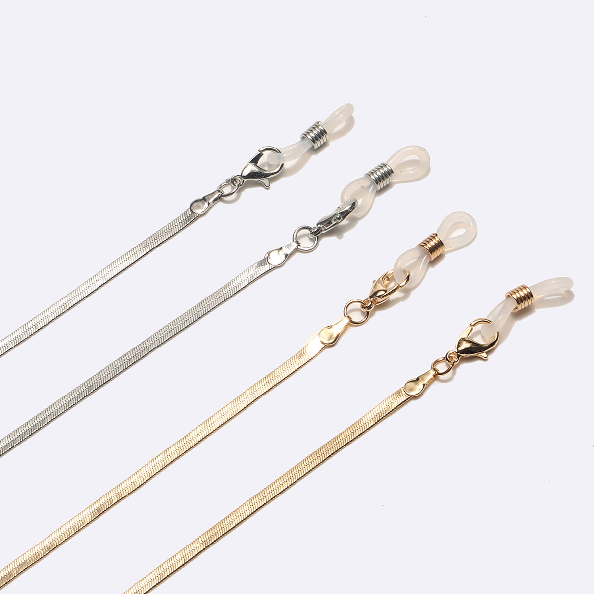 速卖通ebay 口罩链 时尚简约 保色金色 墨镜 眼镜链 扁 蛇链 - 银色