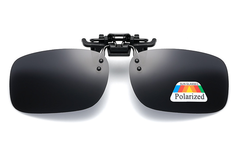 偏光眼镜夹片 近视眼镜老花镜太阳镜墨镜挂镜可翻转防晒开车夹片 - 黑灰（大号）