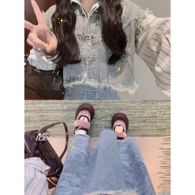 Новый китайский костюм ковбоя осень зима новый короткошерстный жилет рубашка бюстгальтер три комплекта - Броня не моется./❀ S Рекомендуется (80 - 99 Китайский джин (1 джин=0,5 кг))