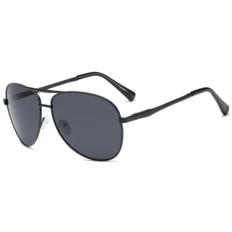 Fat guy plus size sunglasses, men's big face sunglasses, oversized frame toad glasses, polarizing glasses, plus large size men's trendy driving glasses - Black framed gray polarized light