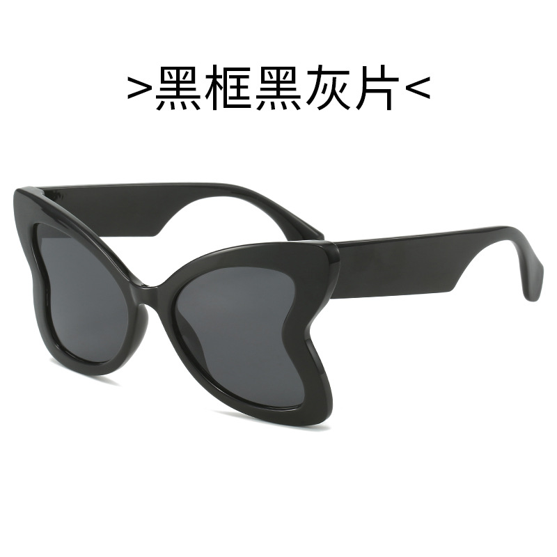 Трансграничные новые леопардовые солнцезащитные очки женские очки европейский и американский моды стиль бабочки декоративные очки оптовая торговля - Чёрная рамка