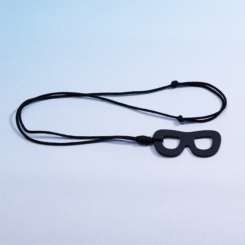 跨境挂脖收纳包墨镜新款时尚简约太阳眼镜防掉挂绳盒包绳子眼镜盒 - 黑色