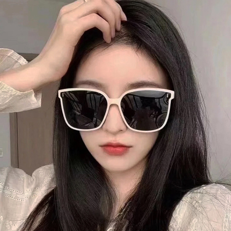 新款GN墨镜女网红同款直播爆款太阳镜男款时尚防紫外线太阳镜批发 - F款-米白色