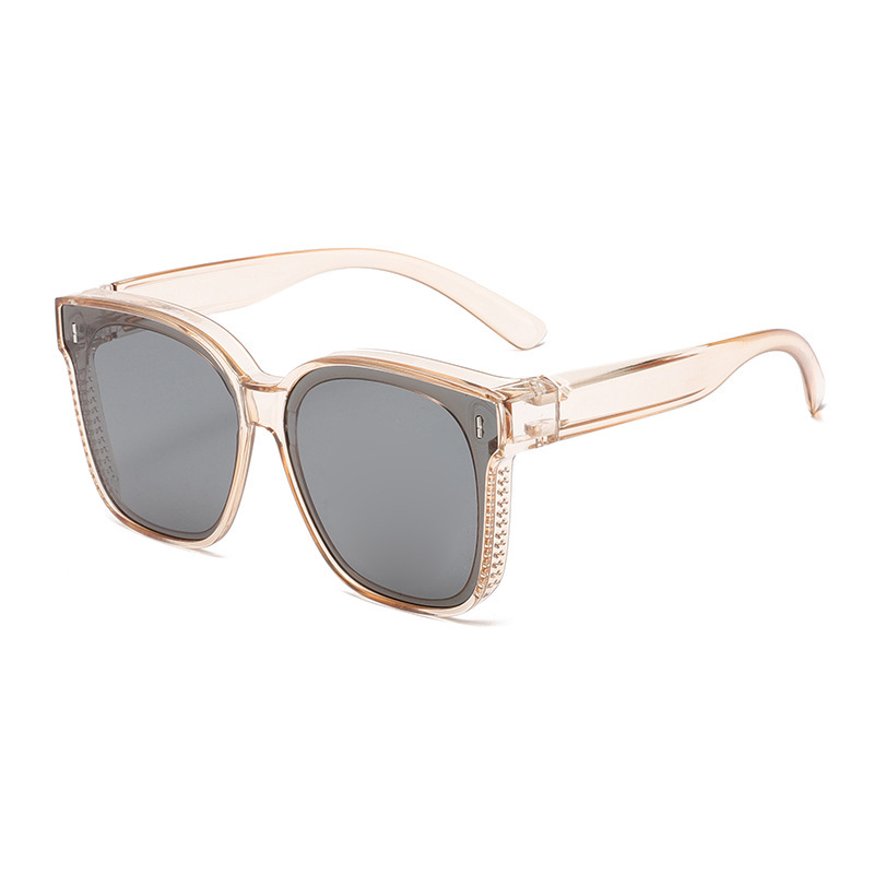 墨镜可套近视镜男款夹片开车专用防紫外线外配偏光太阳镜套镜女款 - 02款-透茶框/普通片