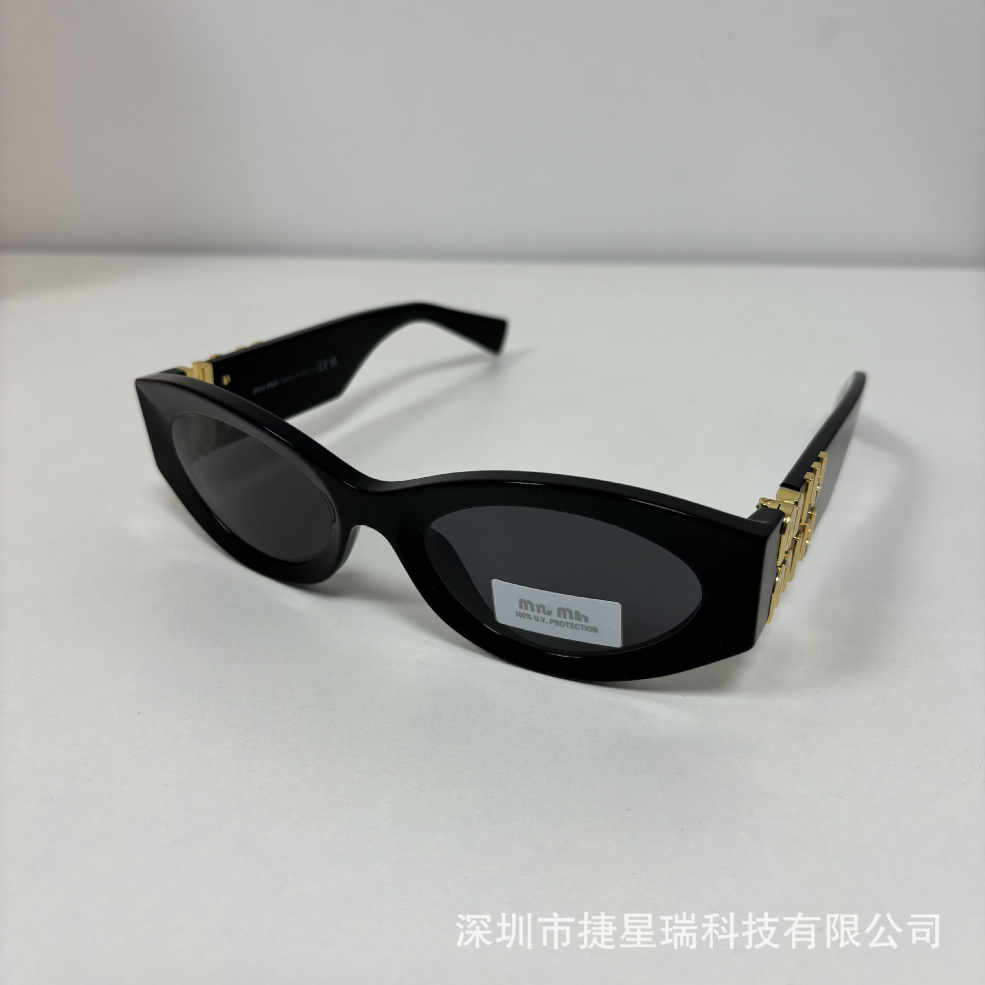 Miu Тоже 09w солнцезащитные очки верхняя версия квадратная ретро - сенсорные очки 11 w солнцезащитные мужские и женские - 11 Черное золото (без упаковки)