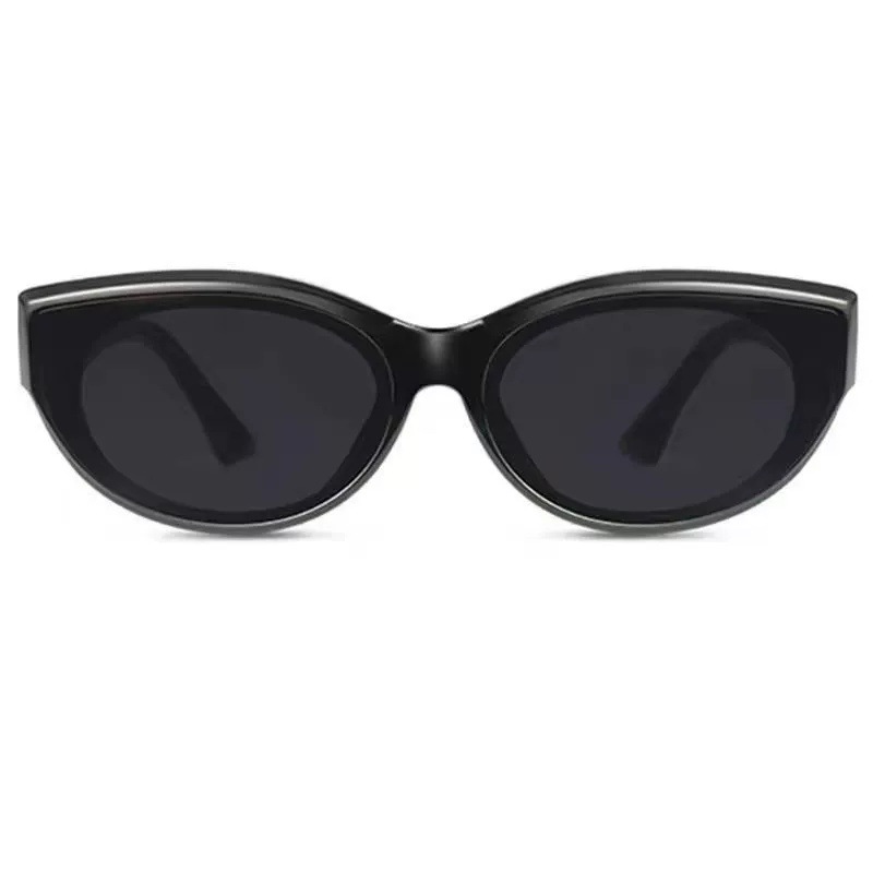 墨镜女猫眼眼镜ins高颜值网红太阳眼镜复古高级感ins防紫外线防晒 - 黑框灰片