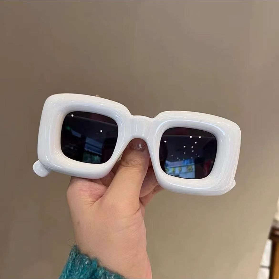 搞怪趣味充气感可爱方形爱心墨镜女ins网红潮人街拍个性太阳镜