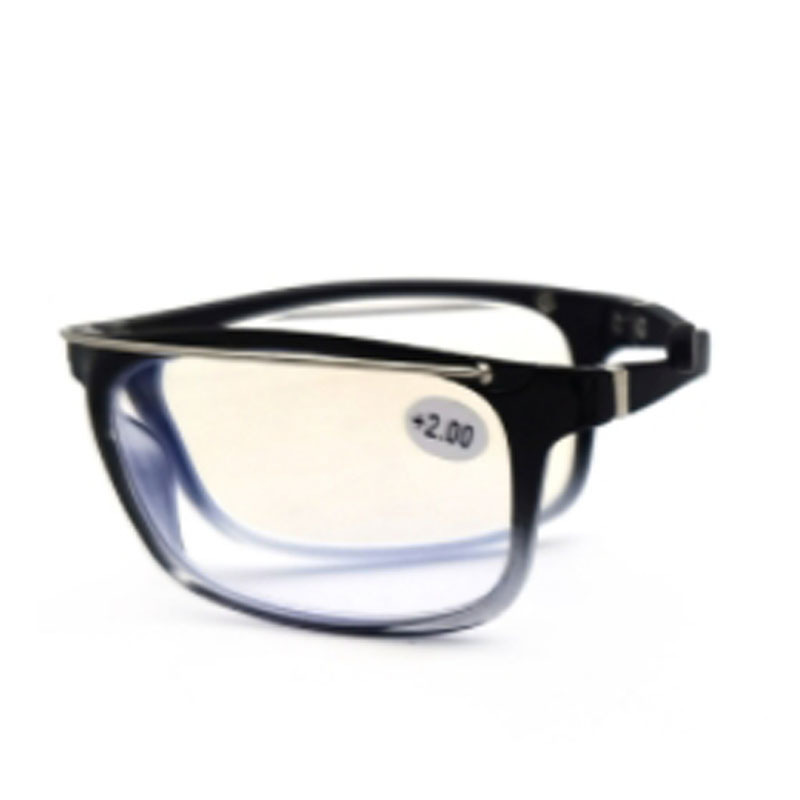 钢丝折叠 半腿手腕老花镜 手环扣腕表式老花眼镜便携运动阅读镜 - 黑色+100