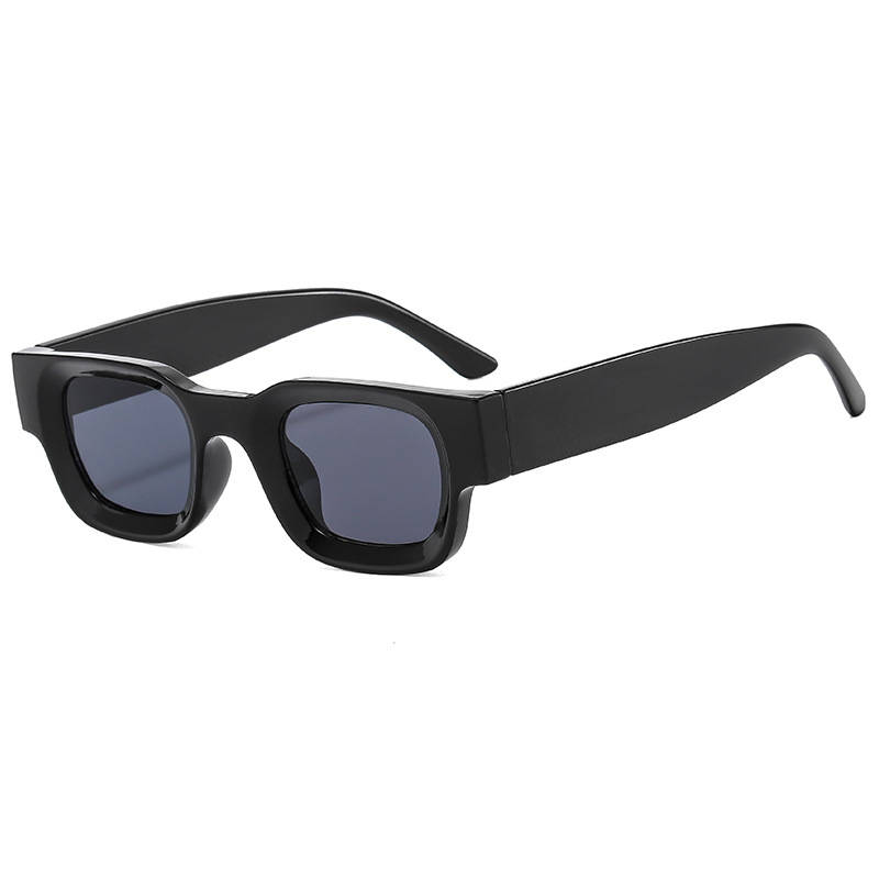 New Sunglasses Trendy Small Square Fast Trendy Versatile Sunglasses Box Internet Celebrity Street Photography Glasses Men and Women - black frame black and gray film