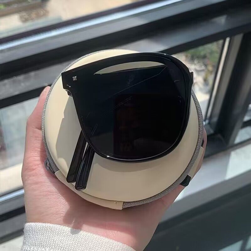 新款焦下折叠墨镜女开车眼镜防强光户外眼镜轻便折叠太阳镜现货 - 新款折叠2代一点黑框灰片/单副眼镜
