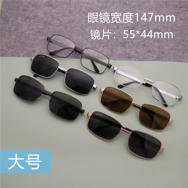 强化玻璃眼镜地摊款平光镜玻璃墨镜金属架玻璃镜片男士太阳镜批发 - 大号202金灰