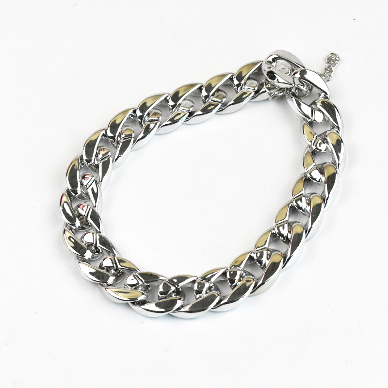 Pet Fashion Necklace Fighting Small and Medium sized Dog Dog Bully Gold Chain Pet Necklace Accessories - silvery/XS【17+7cm】