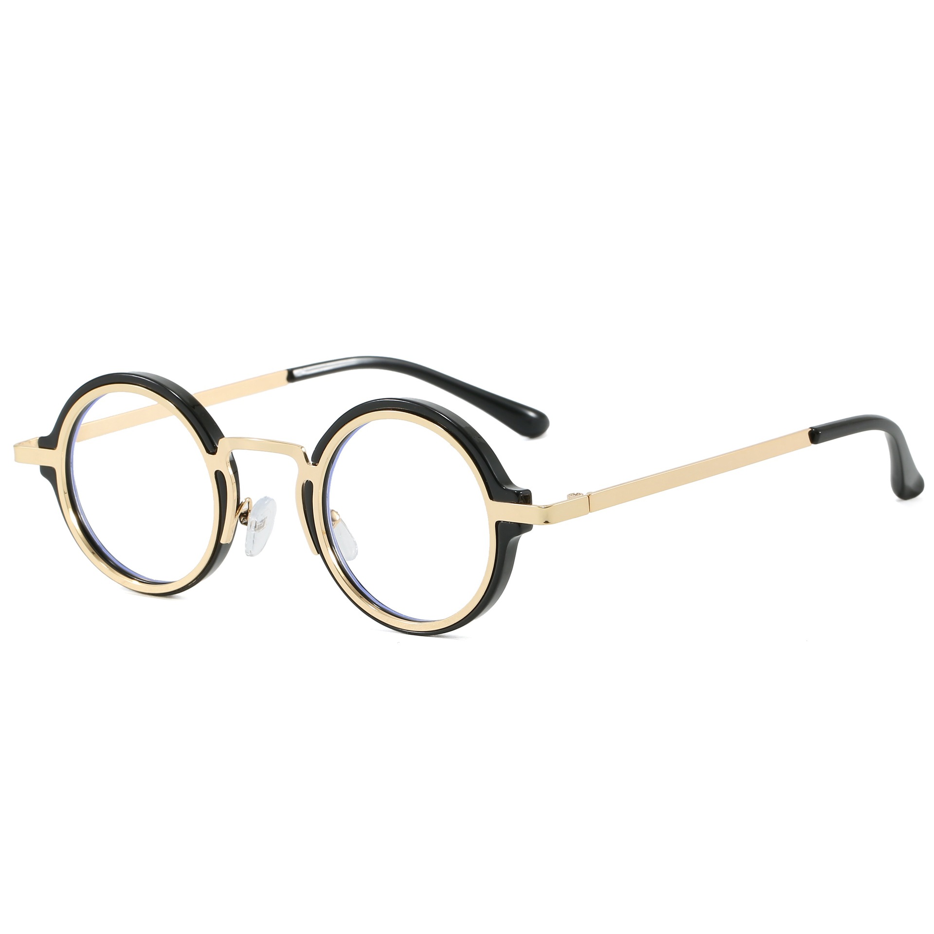 2025 Европейские и американские личности ретро - рамка PC солнцезащитные очки тренд мужские и женские вогнутые фигуры уличные панк - очки - Черно - золотая рамка против синего света