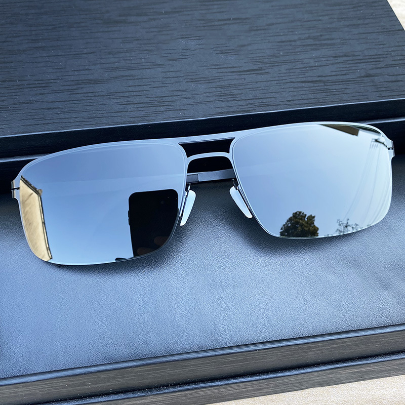 wow高清太阳镜男款高级感驾驶开车专用防晒超弹不锈钢PC钢皮墨镜 - 黑框灰片/PC镜片