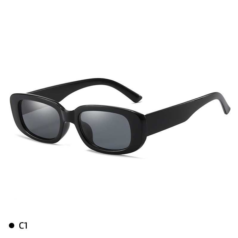 2235 New Sunglasses PC Piece European and American Trendy Box Sunglasses Fashion Personality Square Sunglasses Spray Paint Twice - C1 bright black gray film/.