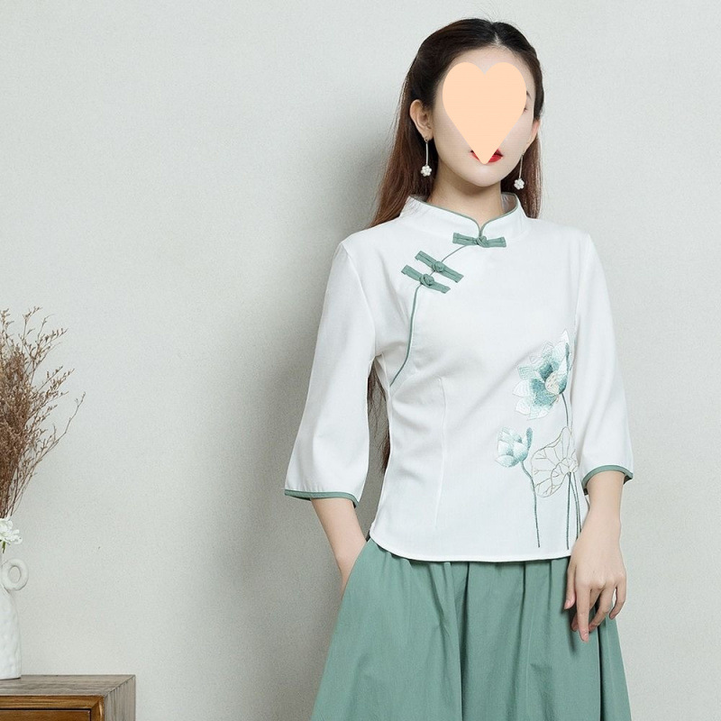 Улучшенная китайская одежда China Wonder Лето 2026 Фестиваль древности элементный антикварный костюм два комплекта - Белая (шт.) блузка/XS