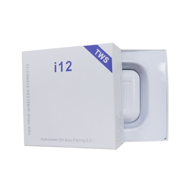 跨境专供Pro6蓝牙耳机真无线入耳式超长续航tws运动无线蓝牙耳机 - i12蓝牙耳机 亮面款白色
