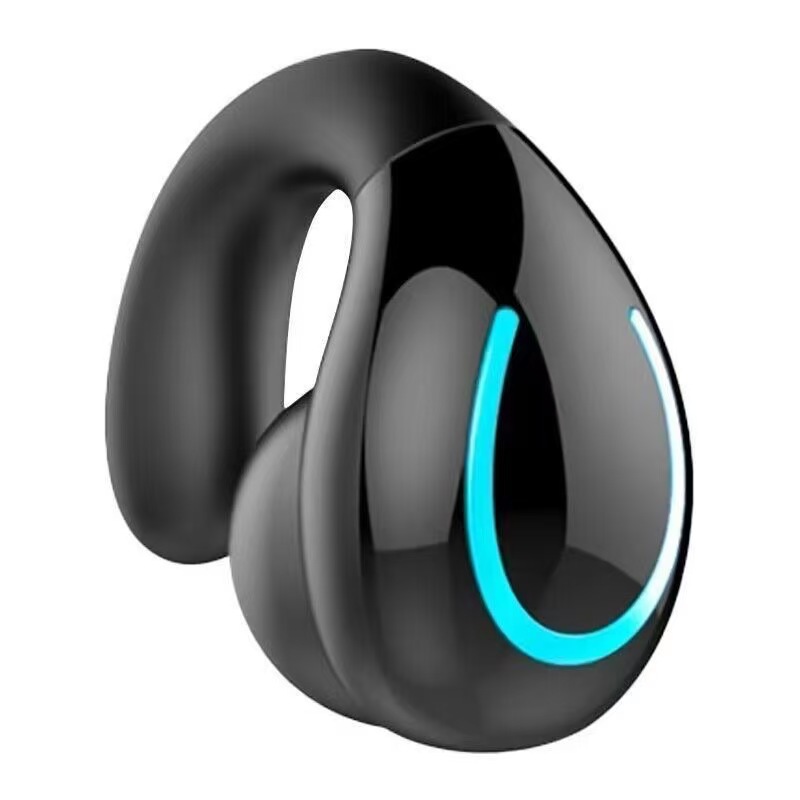 骨传导概念蓝牙耳机2023新款无线耳夹耳式运动挂耳不入耳男女士款 - 黑色/裸机