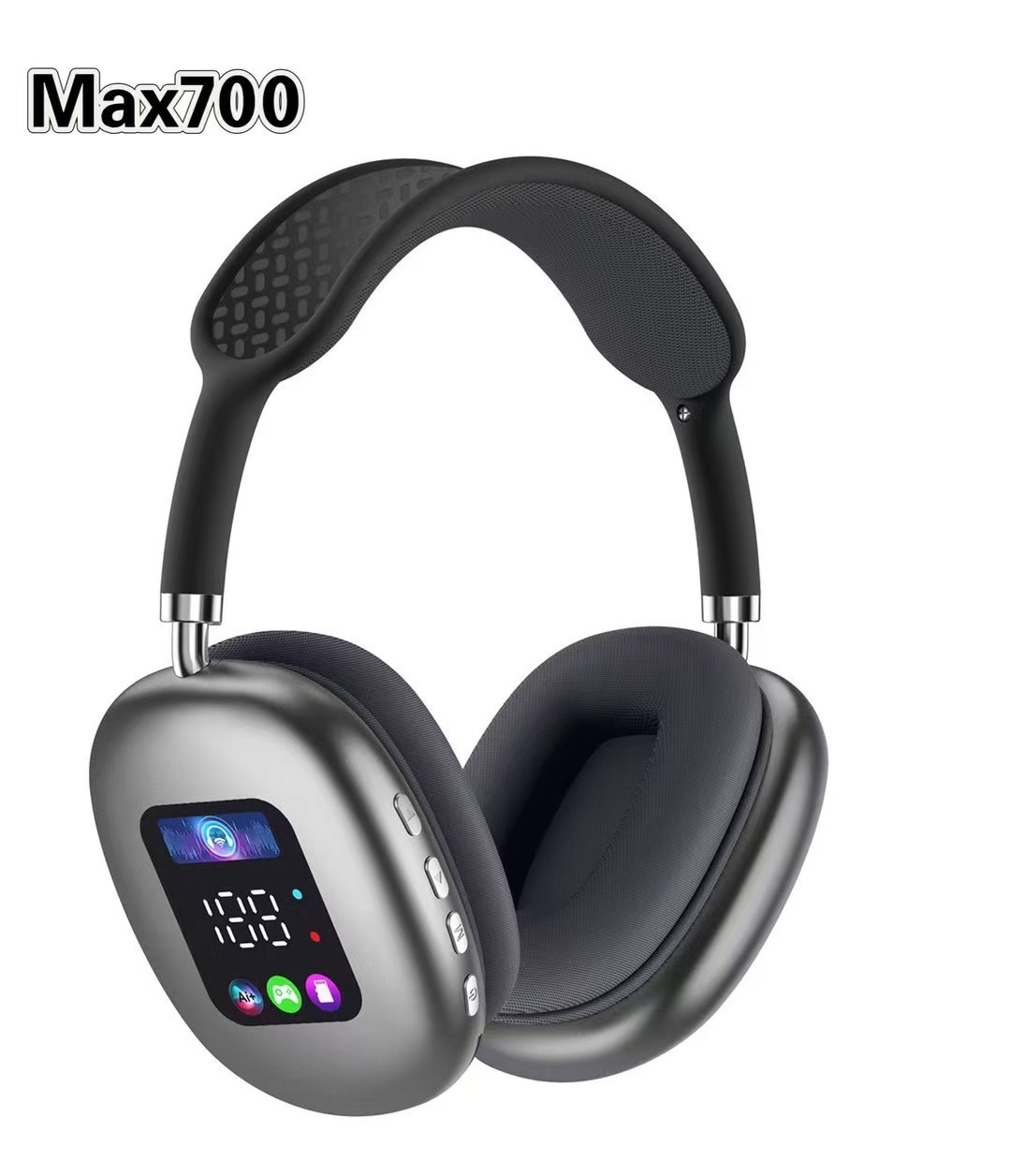 AKZ MAX300私模新款无线头戴式蓝牙耳机RGB数显屏幕耳塞 - 黑色