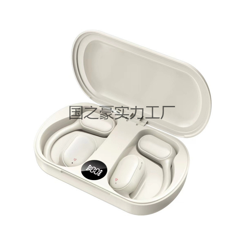 XG33跨境蓝牙耳机OWS挂耳式不入耳无线运动降噪智能翻译耳机批发 - 米白色【翻译版】/中性彩盒包装