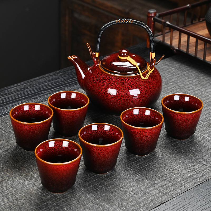 Тяньлян чайник керамический набор домашняя фильтрующая сетка большой чайник чашка вьетнамский чайный сервиз трансграничная электронная торговля - красный