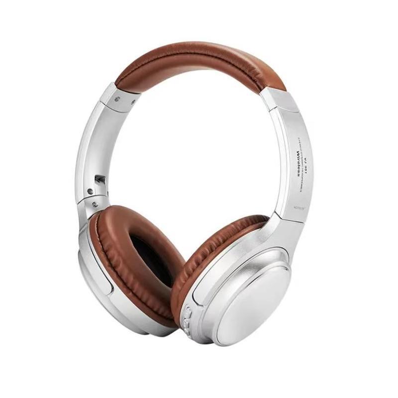 抖音同款复古头戴式蓝牙耳机可插卡折叠音乐无线降噪耳麦工厂直销 - 精致银