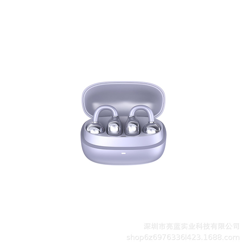 新款蓝牙耳机耳夹式无线夹耳式气传导开放式不入耳 - 紫色