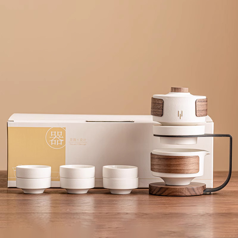 Полуавтоматическая чайная посуда 2025 Новый ленивый заваривает чай артефакт керамика домашний чай кунг фу чашка подарочная коробка - Автоматический чайный набор Miaoyan/Девять комплектов