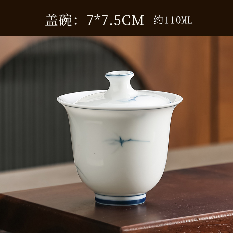 Чаошань Кунг Фу чайный сервиз ручной рисунок магнолийский костюм анти - горячий высококачественный чай чашка чая чашка с большой крышкой чашка - Ручной кубок красоты 100 мл/белый