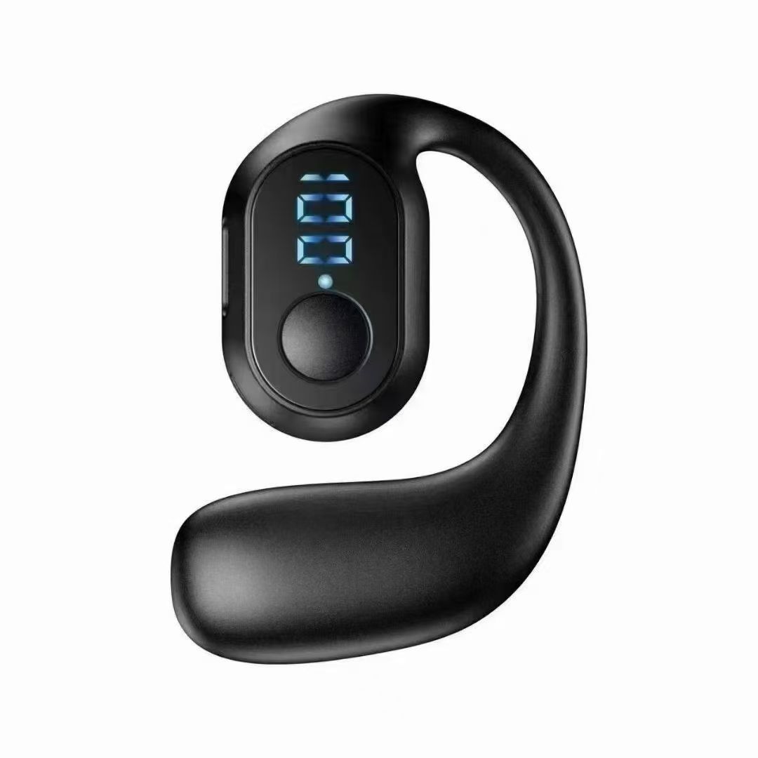 OWS true wireless Bluetooth earphones bone conduction hanging ear type non in ear noise reduction sports style cross-border hot selling digital display - Black digital display/Bare machine (excluding accessories)