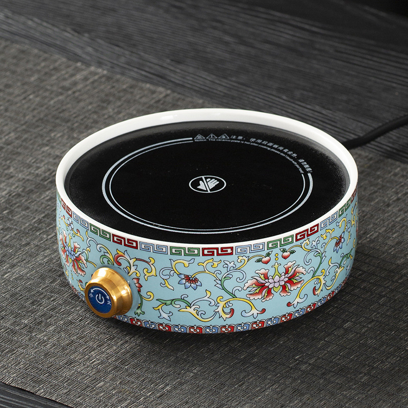 Enamel color TV, ceramic stove, tea maker, heat-resistant steaming glass pot, tea stove, household tea stove, can pot set - Enamel color TV pottery stove