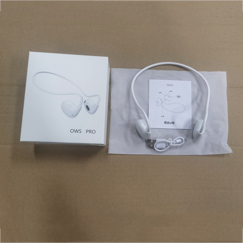 运动耳机OWS PRO 气传导后挂式双耳挂脖无线蓝牙耳机适用苹果安卓 - VV4标准款白色