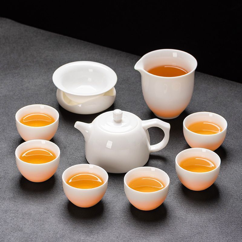 Dehua Official нефритовый чайный набор домашний легкий и роскошный белый нефрит белый фарфор кунг - фу чайник чашка крышка чашка подарок - Сладкая овца, нефритовый колодец, 10 входов.