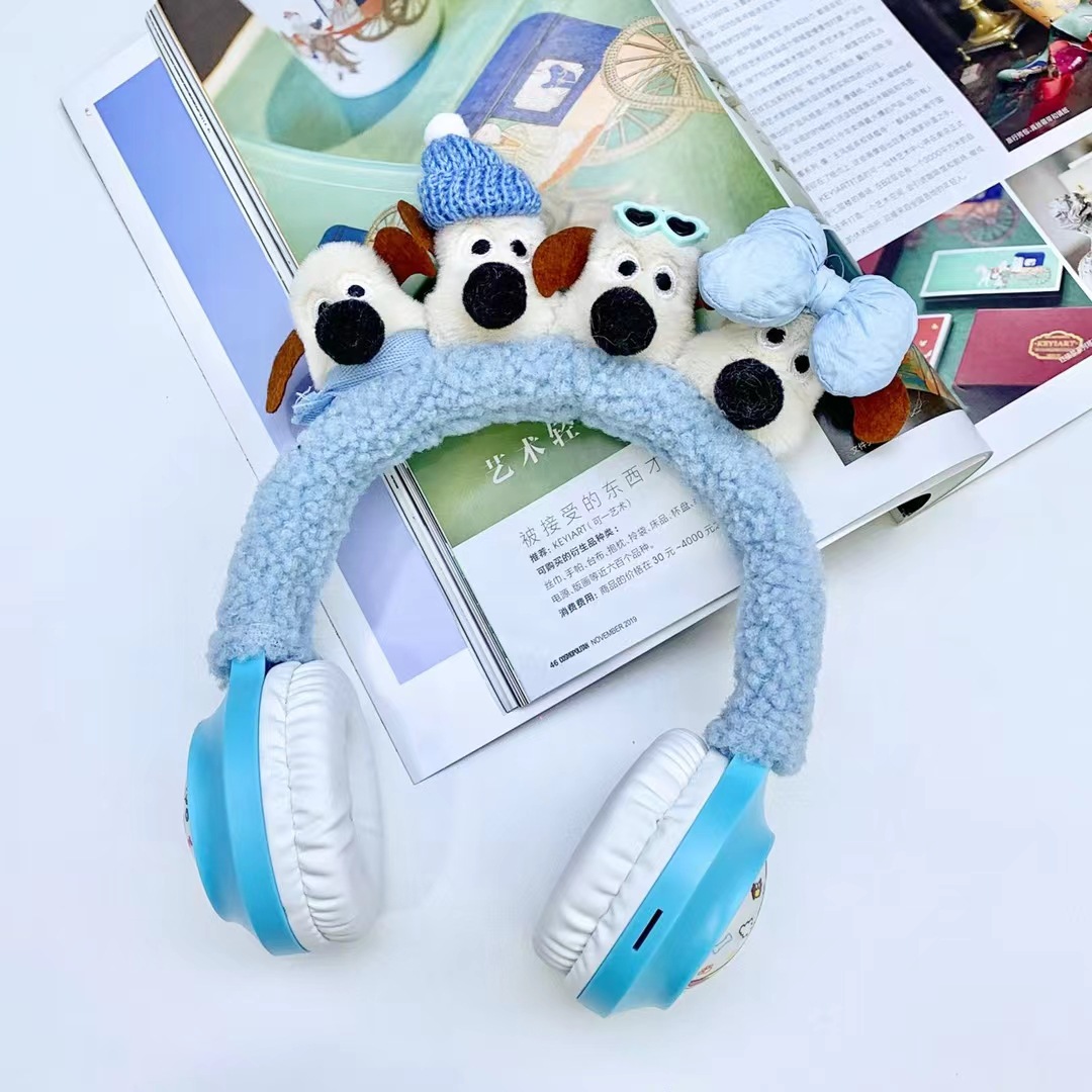 跨境外新款MSL-836创意卡通毛绒头戴蓝牙耳机无线儿童礼品 - 蓝色