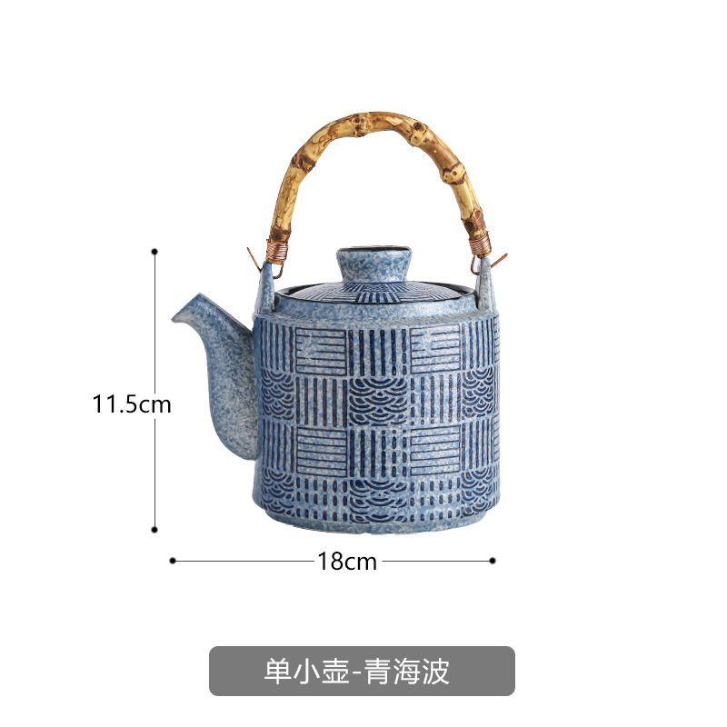 Chinese ceramic large capacity teapot, handle pot, large tea pot set, combination of Kung Fu tea set, small tea pot, restaurant - Shanhai Pattern - Small Pot 1000ML