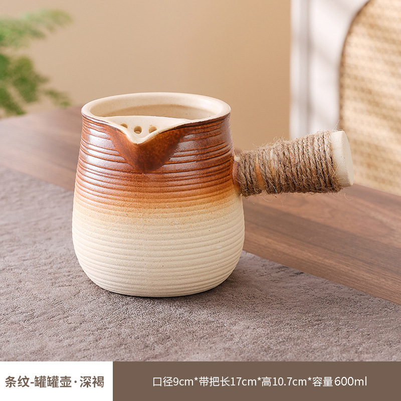 New 5 Round Stove Teapot Set Internet Celebrity Roast Milk Tea Can Pot Yunnan Open Fire Side Handle Pot Outdoor Charcoal Fire