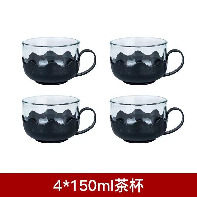 Пена, упаковка, чайник, стеклянная посуда, чайный комплект, сепарационный чайный сервиз, чайник с чашкой, питательный чайный сервиз. - Четыре чашки лотоса./чёрный