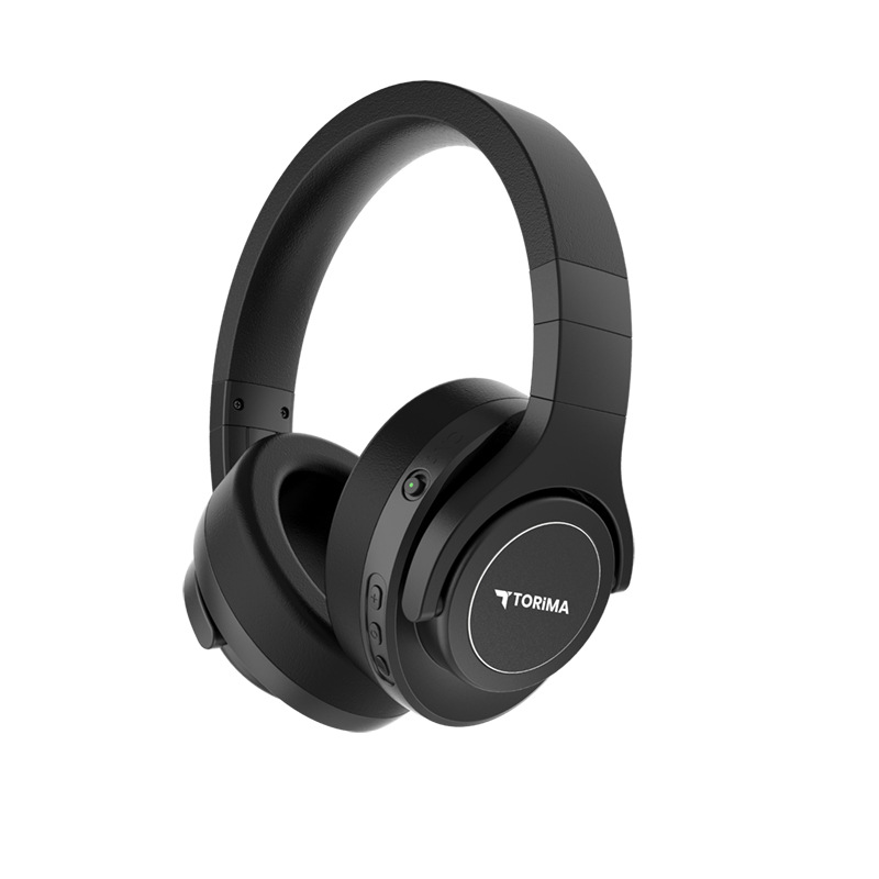 跨境运动头戴式蓝牙耳机长久续航可伸缩折叠无线耳机游戏主动降噪 - 黑色