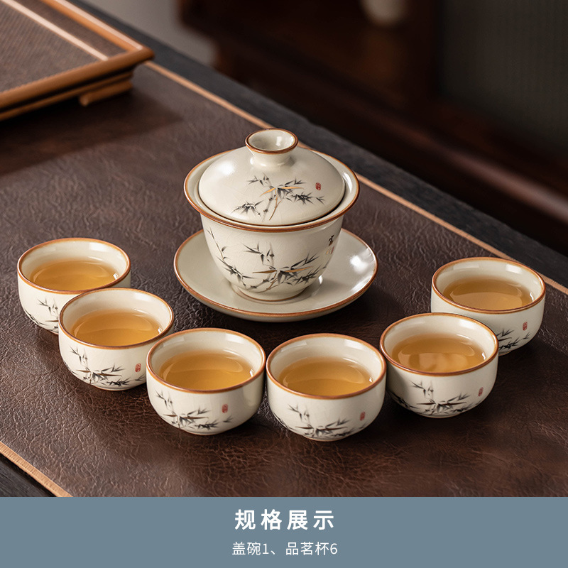 Ru Kiln Tea Set 2025 New Home Ceramic Teapot Drinking Kung Fu Tea Cup Tea Tray Light Luxury High end Guests