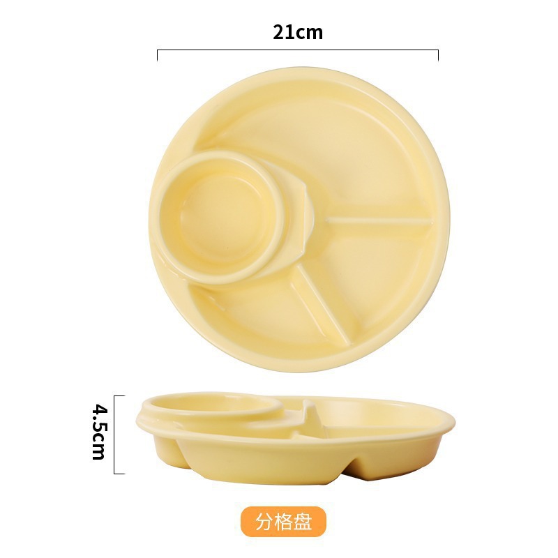Трансграничные сливочные ветряные пластиковые обезжиривающие тарелки с высоким цветом порции порции порции порции порции порции фруктовые тарелки завтраки разделительная посуда - Жёлтый крем