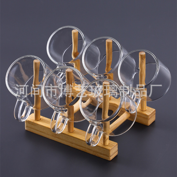 Толщина термостойкий кунг - фу чашка прозрачная чашка с ручкой стеклянная чашка прямо в доме - Прозрачный стакан 6 шт./100mL