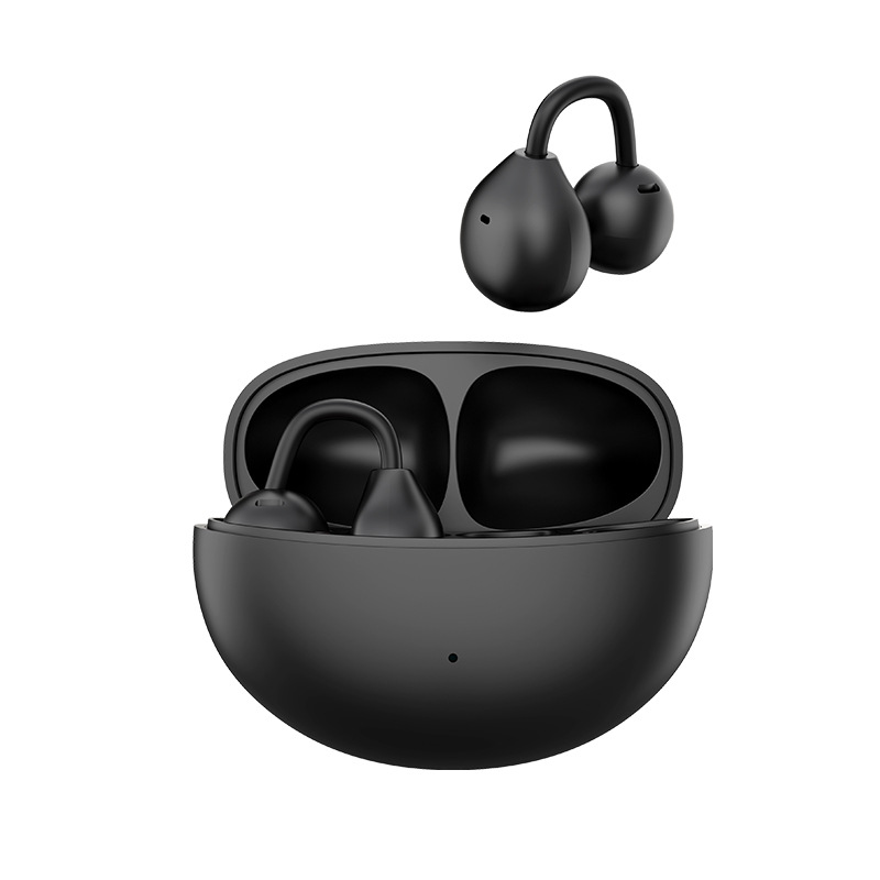 2026新款二代夹耳式蓝牙耳机双耳跨境电商OWS运动高颜值续航现货 - 黑色