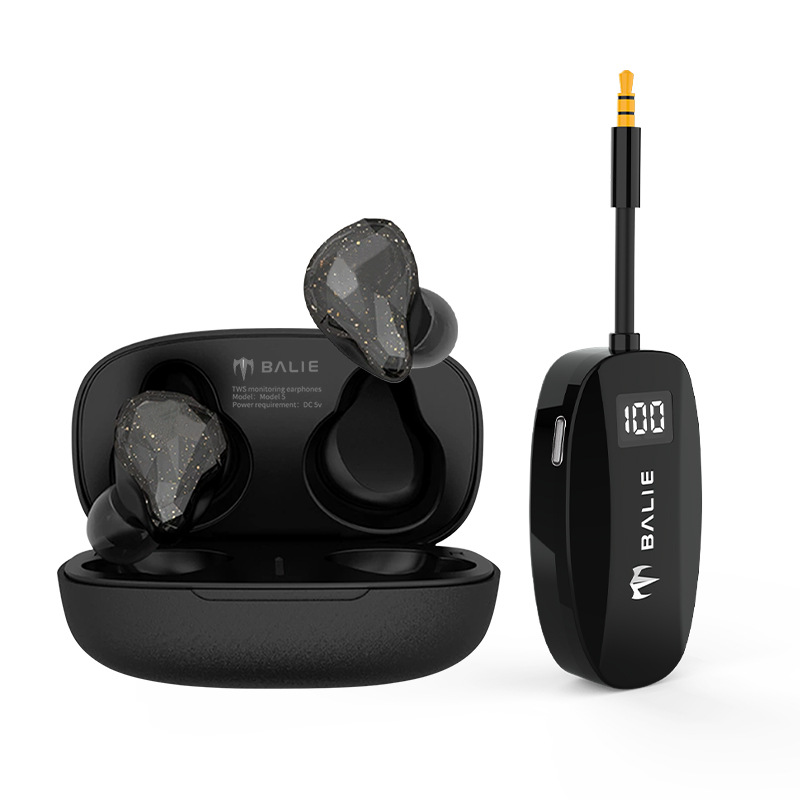 巴烈Model5无线分体监听耳机TWS入耳直播声卡唱歌耳返大主播专用 - 黑色Model5一拖一
