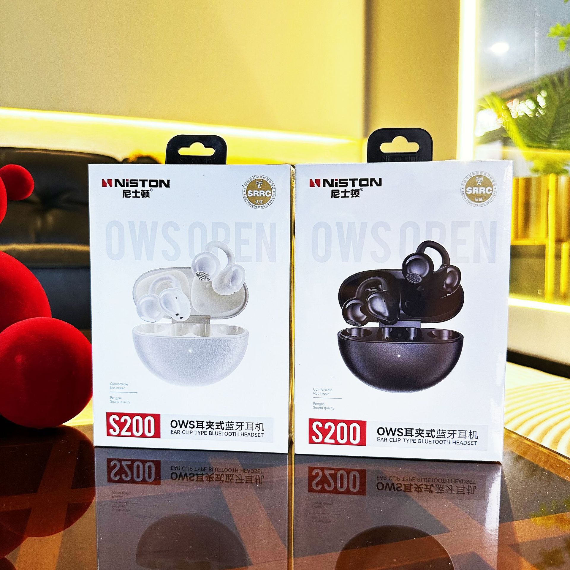 Домашние наушники OWS вождение умные Bluetooth наушники TWS спортивные Bluetooth наушники длинные наушники - кремовый/S200 Уши Bluetooth