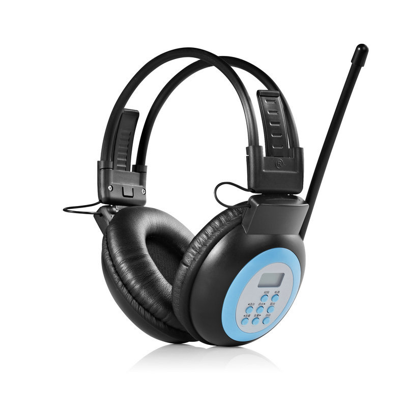 FM调频收音头戴式无线耳机语言教学校园广播多功能会议考试接收机 - 黑色