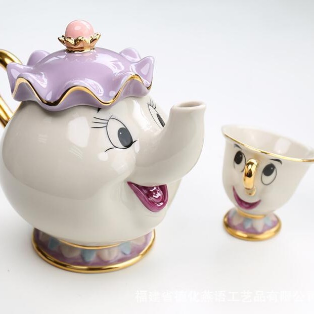Cross border beauty and beast tea pot, Mrs. teapot, Archie water cup, Mrs. Potts set, birthday gift wholesale - One pot, one cup set